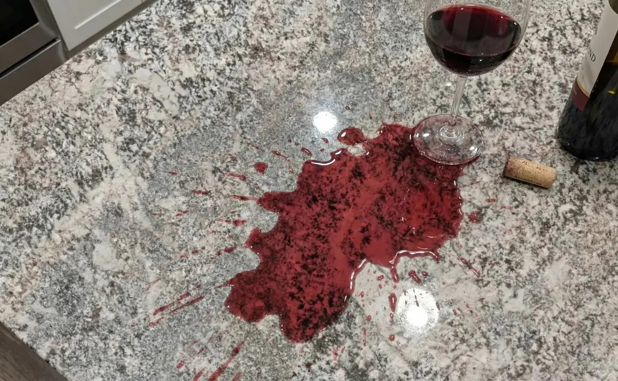 Rozlane wino na blacie
